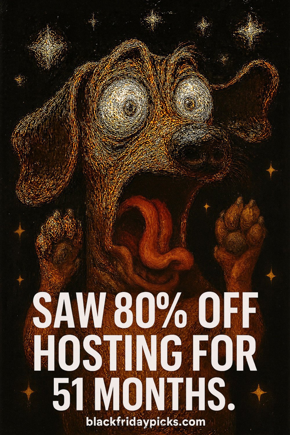 Shocked dog reacting to hosting deal